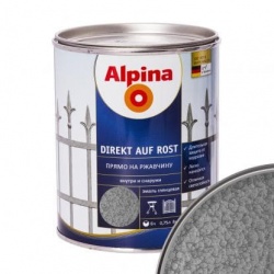 Альпина эмаль по ржавчине 3в1 серебристая молотковая 0,75 л
