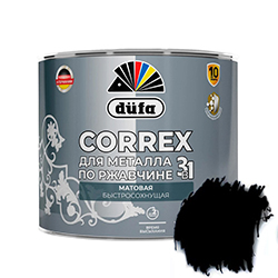 Грунт эмаль по ржавчине 3в1 Матовая 2 л Черный 9005 Dufa CORREX