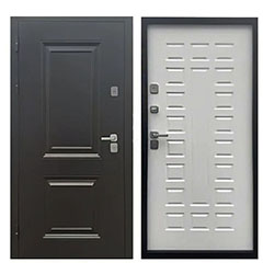 Дверь Форпост TD11-1 ТЕРМО С1 960х2050 Левая 2 Антик Коричневый штамп 2 квадрата/Белый