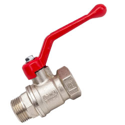 Кран шаровой для воды 1/2" ВР/НР ручка-рычаг латунь никелированная VALFEX