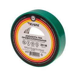 Изолента ПВХ профессиональная 19х0.18 мм 20 м Зеленая KRANZ