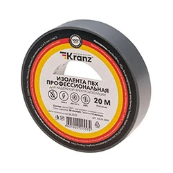 Изолента ПВХ профессиональная 19х0.18 мм 20 м Серая KRANZ