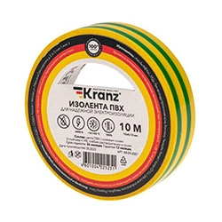 Изолента ПВХ профессиональная 15х0,13 мм 10 м Желто-Зеленый KRANZ