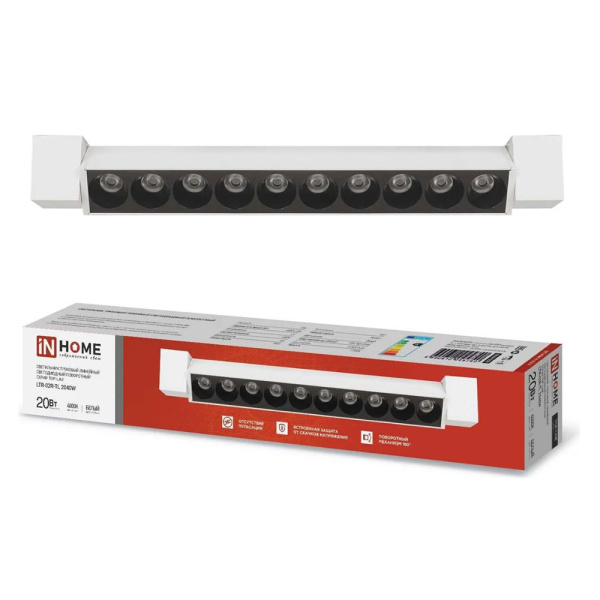 Картинка Светильник трековый светодиодный LTR-02R-TL 2040B 20Вт 4000К 345 мм 24° Белый TOP-LINE IN HOME