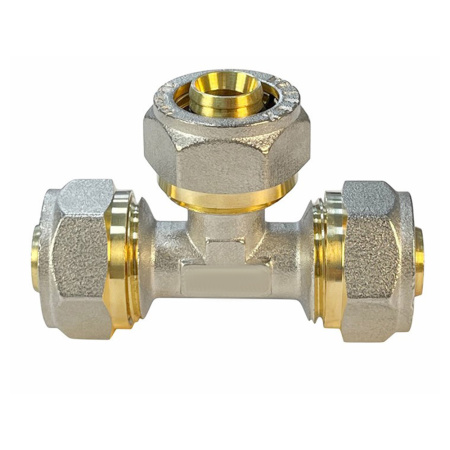 Картинка Тройник обжимной для труб металлопласт 20x20x20 PE-RT/Al/PE-RT Valfex