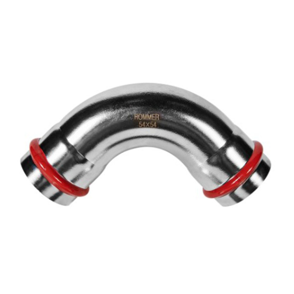 Картинка Угольник Впр-Впр Ø 54 мм 90° Нержавеющая сталь пресс ROMMER