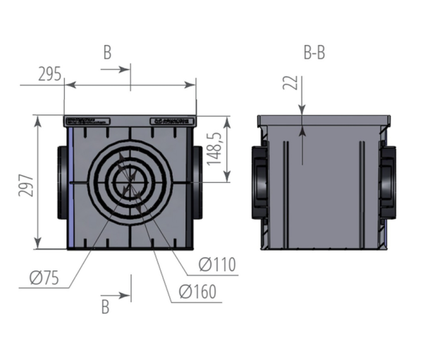 Картинка Дождеприемник пластиковый в сборе Без решетки 300x300x297 AQUASTOK