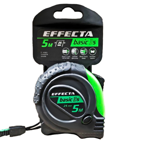 Рулетка 25х5000 мм EFFECTA Basic с магнитом