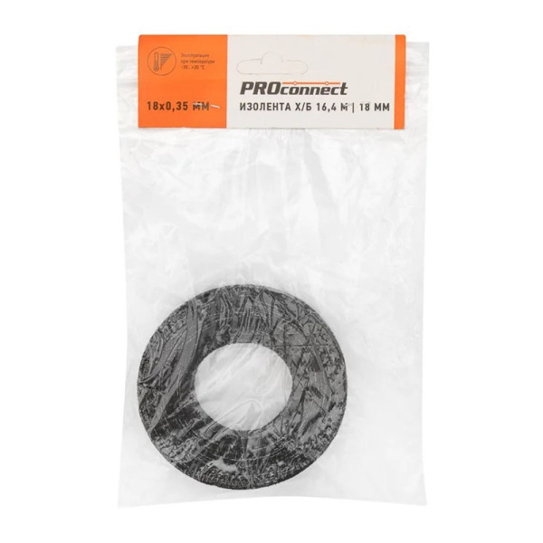 Картинка Изолента ХБ 18х0,35 мм ролик 16,4 м 110 г Тканевая PROconnect