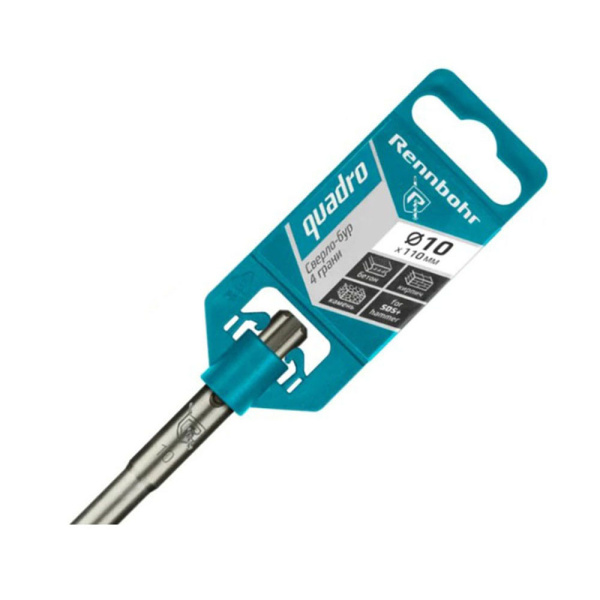Картинка Бур 10х110 мм SDS-plus 4 грани RENNBOHR Quadro
