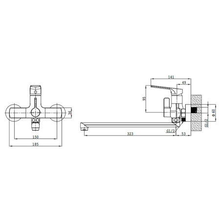 Изображение Смеситель для ванны Хром SPLENKA 9S30.22 Картинка Смеситель для ванны Хром SPLENKA 9S30.22