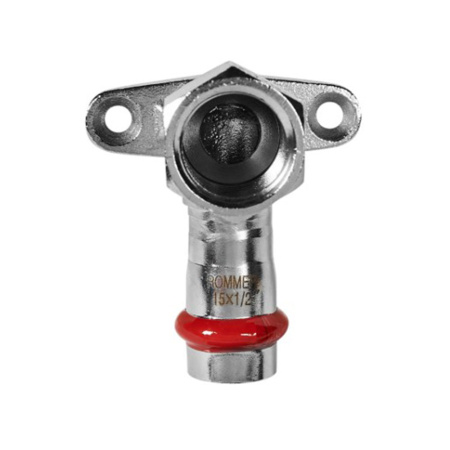 Картинка Угольник-переходник с креплением Впр-ВР Ø 15х1/2 мм Нержавеющая сталь пресс ROMMER