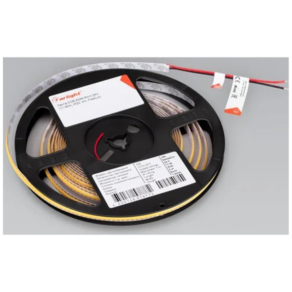Картинка Лента COB X544 8mm 24V Warm3000 11 W/m IP20 5000 мм FreeCut Свободная резка Arligh