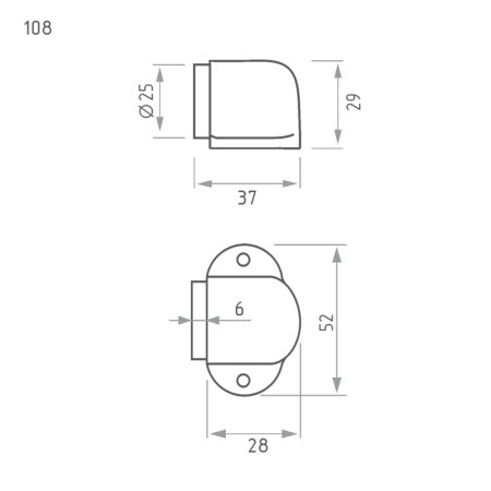 Картинка Ограничитель дверной 108 Матовый никель