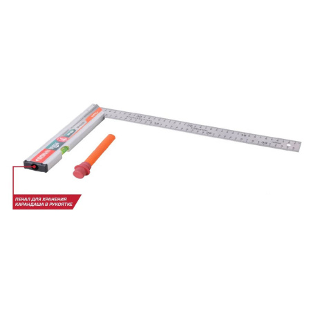 Картинка Угольник с уровнем и карандашом КУЛИБИН 400 мм Sturm