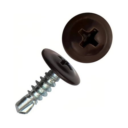 Картинка Саморез с пресс-шайбой 4.2х19 мм сверло RAL8017 Коричневый