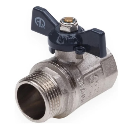 Кран шаровой ВН 1/2" U бабочка никелированный AQUALINK