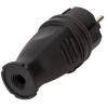 Картинка Вилка Каучук прямая с заземлением электрическая Черная 16А 250В IP44 9210 IN HOME