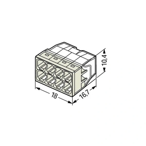 Картинка Клемма 8-х проводная 0.5-2.5 мм для распределительной коробки Без пасты Белая WAGO