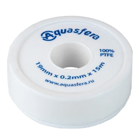 Лента ФУМ PTFE 6020 19х0,2х15000м катушка среда вода Aquasfera