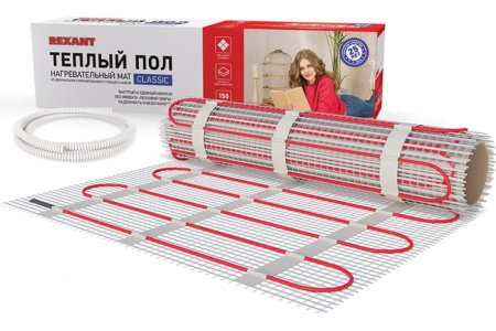 Теплый пол нагревательный мат Classic RNX-1-1500 Двухжильный экран REXANT