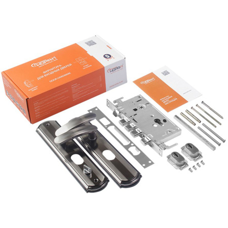 Картинка Замок врезной №300-68 мм Правый Матовый хром Черный никель НОРА-М