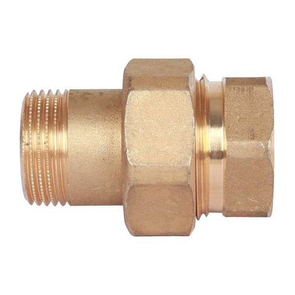 Картинка Сгон разъемный ВВ 3/4' прямой уплотнение под гайкой o-ring кольцо STOUT