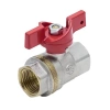 Кран шаровой 1002 Euro Ду25 1" ВР/ВР никелированный полнопроходной Бабочка красная Aquasfera