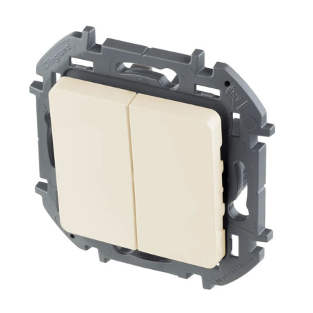 Картинка Выключатель 2 клавиши Слоновая кость Legrand INSPIRIA