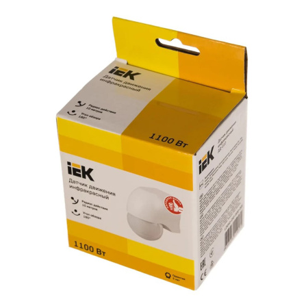 Картинка Датчик движения настенный 010 Белый до 1100Вт угол 180° 10 м IP44 IEK