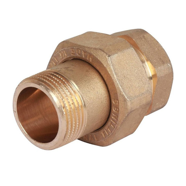 Картинка Сгон разъемный ВВ 3/4' прямой уплотнение под гайкой o-ring кольцо STOUT