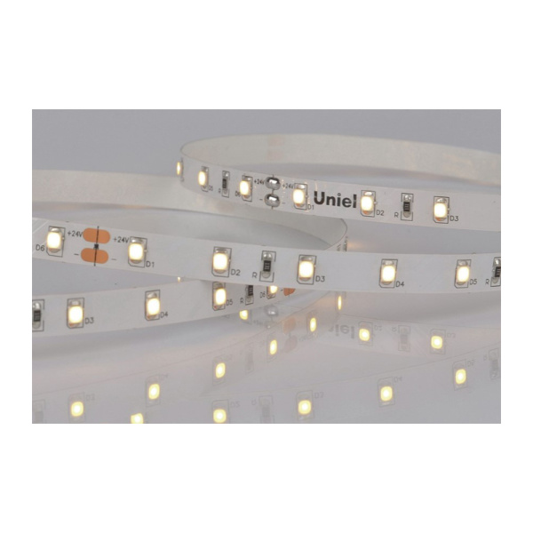 Картинка Светодиодная лента Uniel ULS-2835-60LED/m-8mm-IP20-DC24V-6W/m-5M-WW