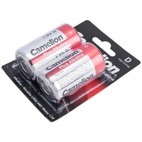 Картинка Батарейка Элемент питания алкалиновый LR20 BL-2 Camelion Plus Alkaline