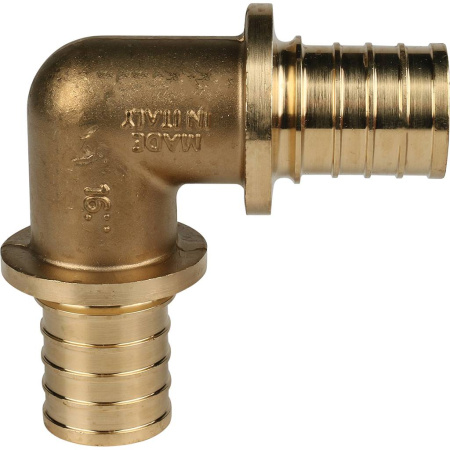 Картинка Уголок 16 мм 90° латунный аксиальный SFA-0007-000016 STOUT