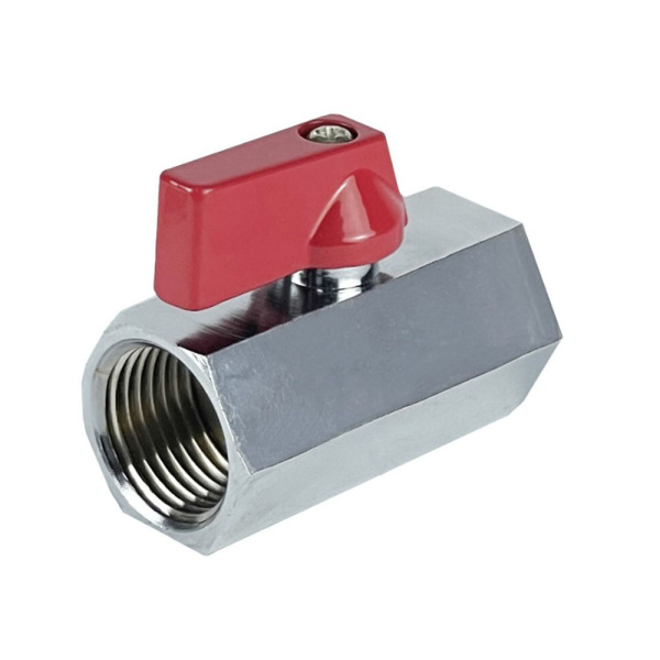 Картинка Кран мини шаровой MINI 1/2" В/В латунь никелированная VALFEX