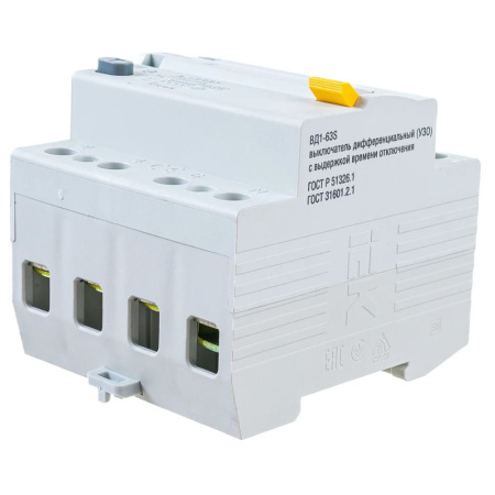 Картинка IEK выключатель дифференциального тока УЗО ВД1-63S 4Р 25А 300 мА электромеханическое MDV12-4-025-300