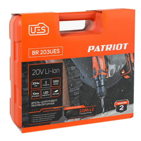 Картинка Аккумуляторная дрель-шуруповерт Патриот BR 203UES