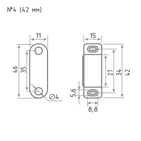 Картинка Нора-М Магнитная защелка №4 цвет Белый для мебельной фурнитуры