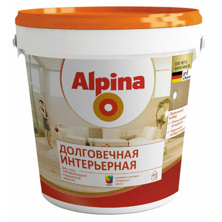 Краска Долговечная Интерьерная полуматовая 1 л Alpina