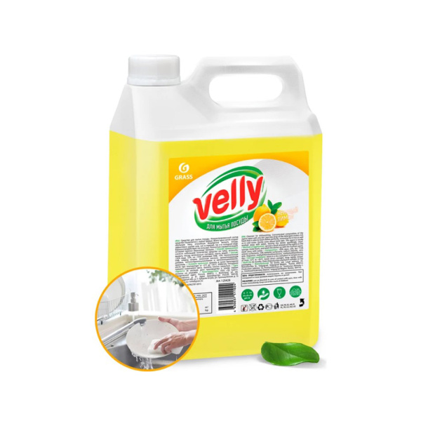 Картинка  Средство для мытья посуды Лимон канистра 5 кг Velly Grass