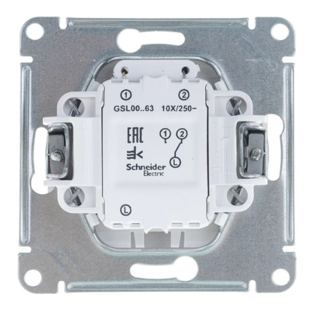 Картинка Переключатель 1 клавиша с подсветкой в рамку Белый Systeme Electric GLOSSA