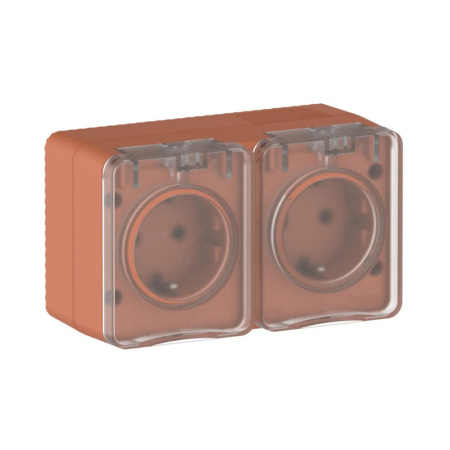 Картинка Розетка 2-местная IP54 16А 250B Терракотовый Systeme Electric ATLASDESIGN Profi54