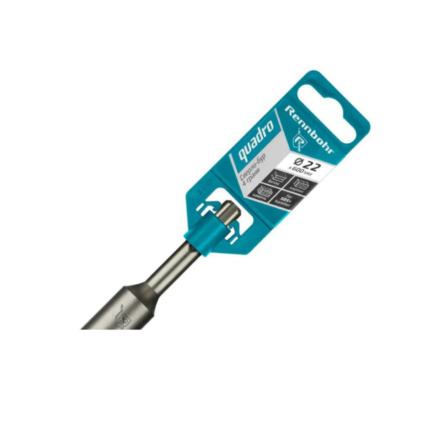 Картинка Бур 22х600 мм SDS-plus 4 грани RENNBOHR Quadro