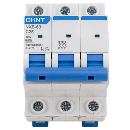 Картинка Выключатель автоматический модульный 3п C 25А 6кА NXB-63 CHINT