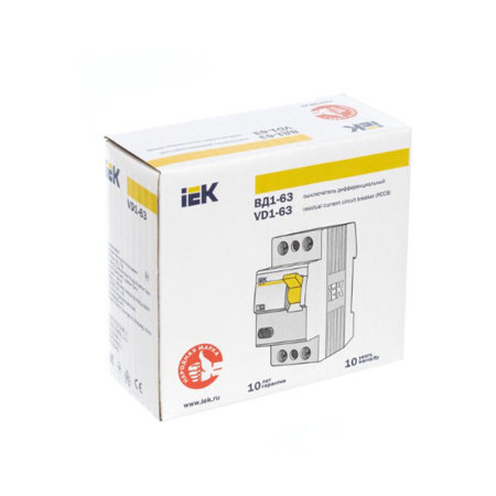 Картинка Выключатель дифференциального тока (УЗО) 2п ВД1-63 50A 30мA IEK
