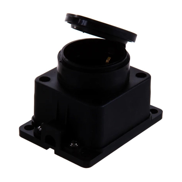 Картинка Колодка Каучук одноместная Черная с заглушкой 2P+PE 9321 IN HOME