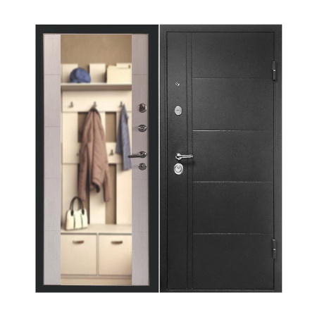 Дверь Форпост Эверест размер 960х2050 Дуб беленый правая с цилиндрическим замком и дверной фурнитурой