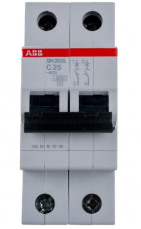 Картинка Автоматический выключатель 2п SH202 С 25А 4,5кА ABB