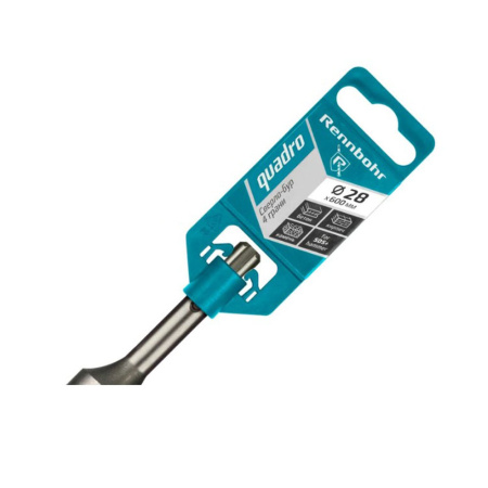 Картинка Бур 28х600 мм SDS-plus 4 грани RENNBOHR Quadro