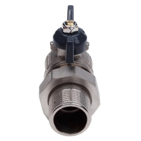 Картинка Кран с американкой угловой ВН 1/2 LU бабочка никелированный AQUALINK